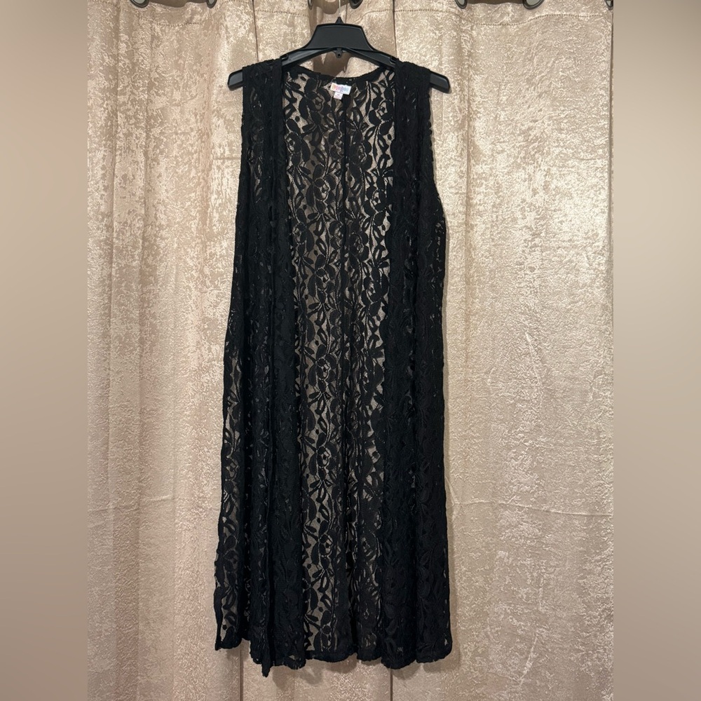 LuLaRoe Black Lace Duster Vest